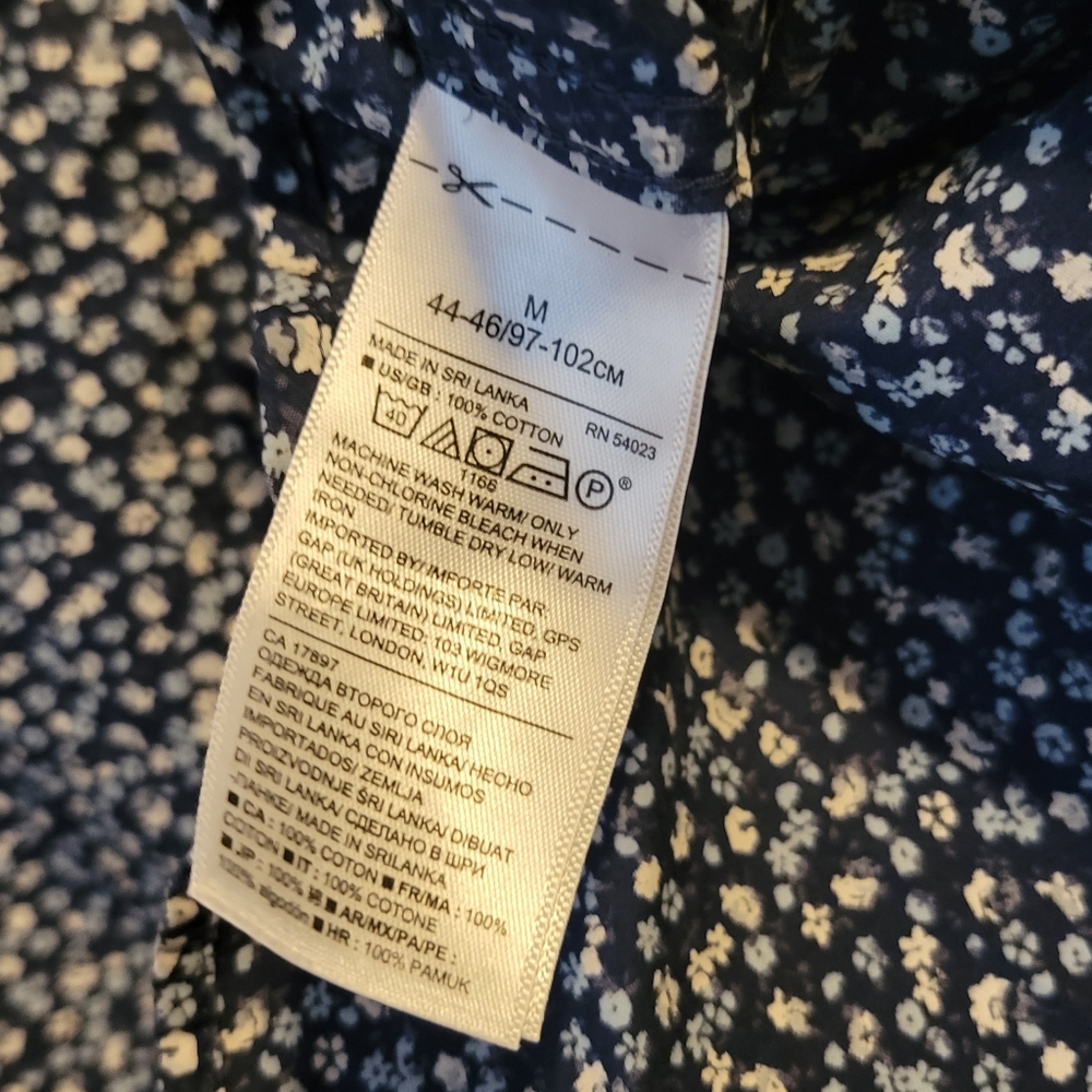 Banana Republic Men's Blue Floral Shirt Luxe Stretch Poplin Medium Slim Fit - Picture 4 of 4